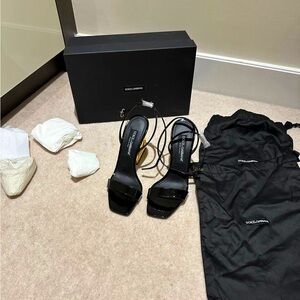 Logo Heel Ankle Strap Sandal D&G